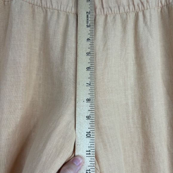 J Jill Garment Dyed Linen Pant LP Wide Leg Pull On Crop Boho Lagenlook Peach - Picture 10 of 11